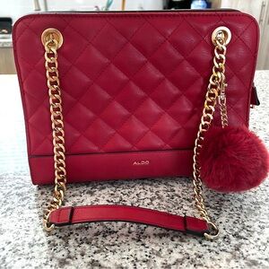 Aldo Red Gold Chain Handbag Purse
